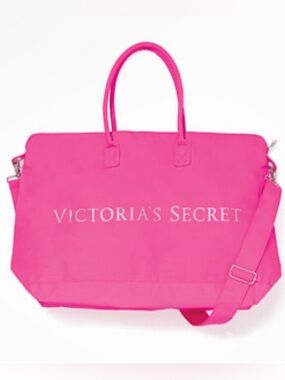 Victoria's Secret Canvas Weekender Tote Bag Hot Pink